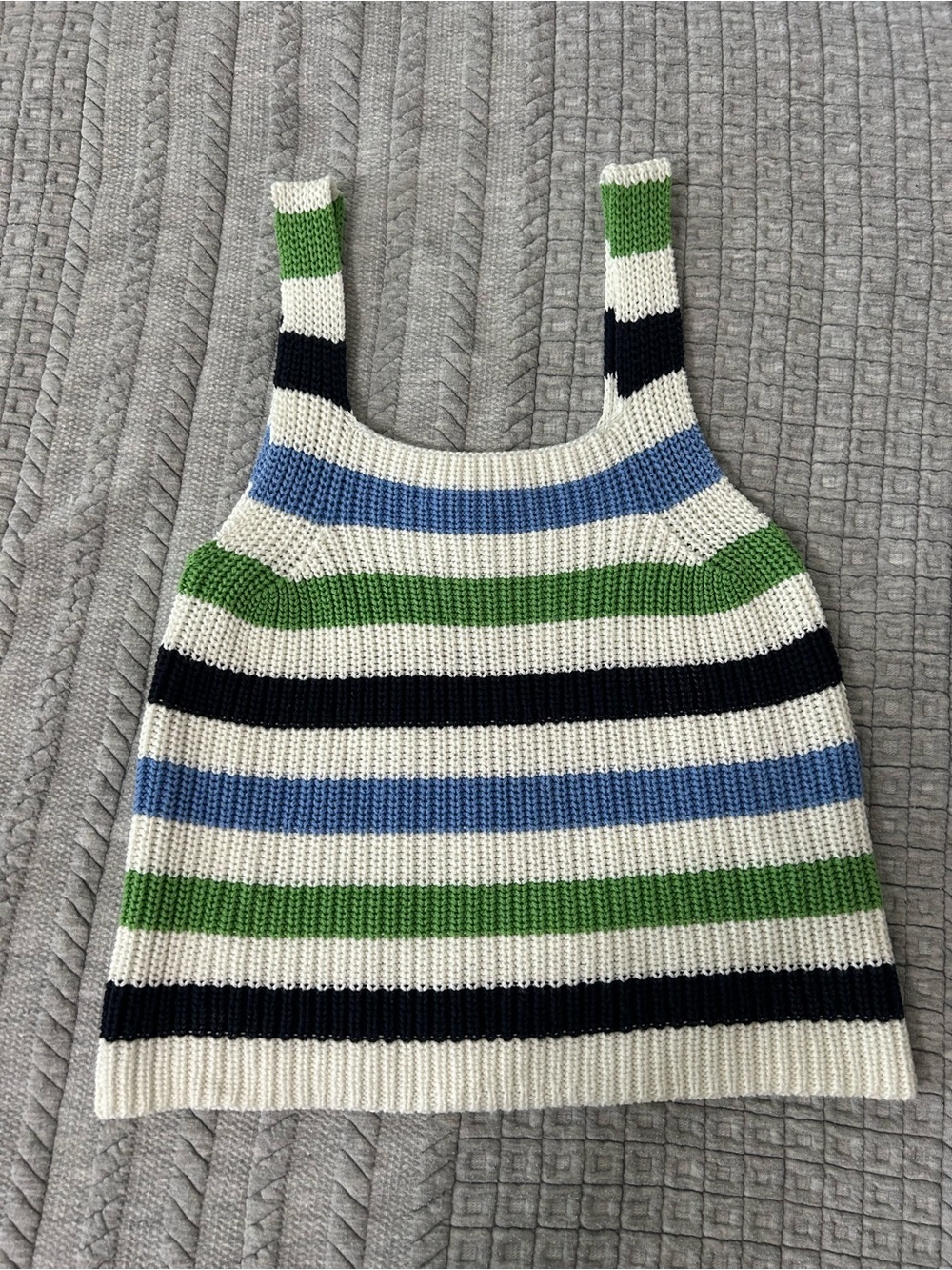 FRNCH Striped Knit Tank Top - White, Green, Blue, Black
